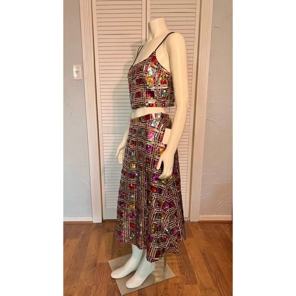 NWT Anthropologie Maeve Sequined Deco Skirt Set - Picture 4 of 8